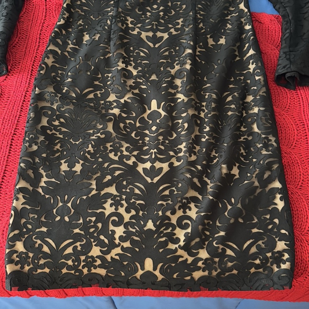 NWOT Joseph Ribkoff Black Lace with Nude lining Balloon Sleeves Sz 12! - Picture 4 of 11